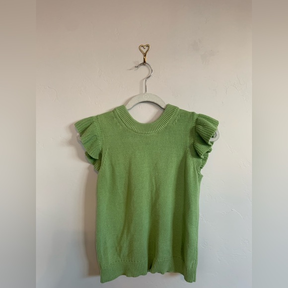 LOFT Tops - LOFT Preppy Feminine Green Office Core Spring/Summer Ruffle Frilly Knit Tank XS